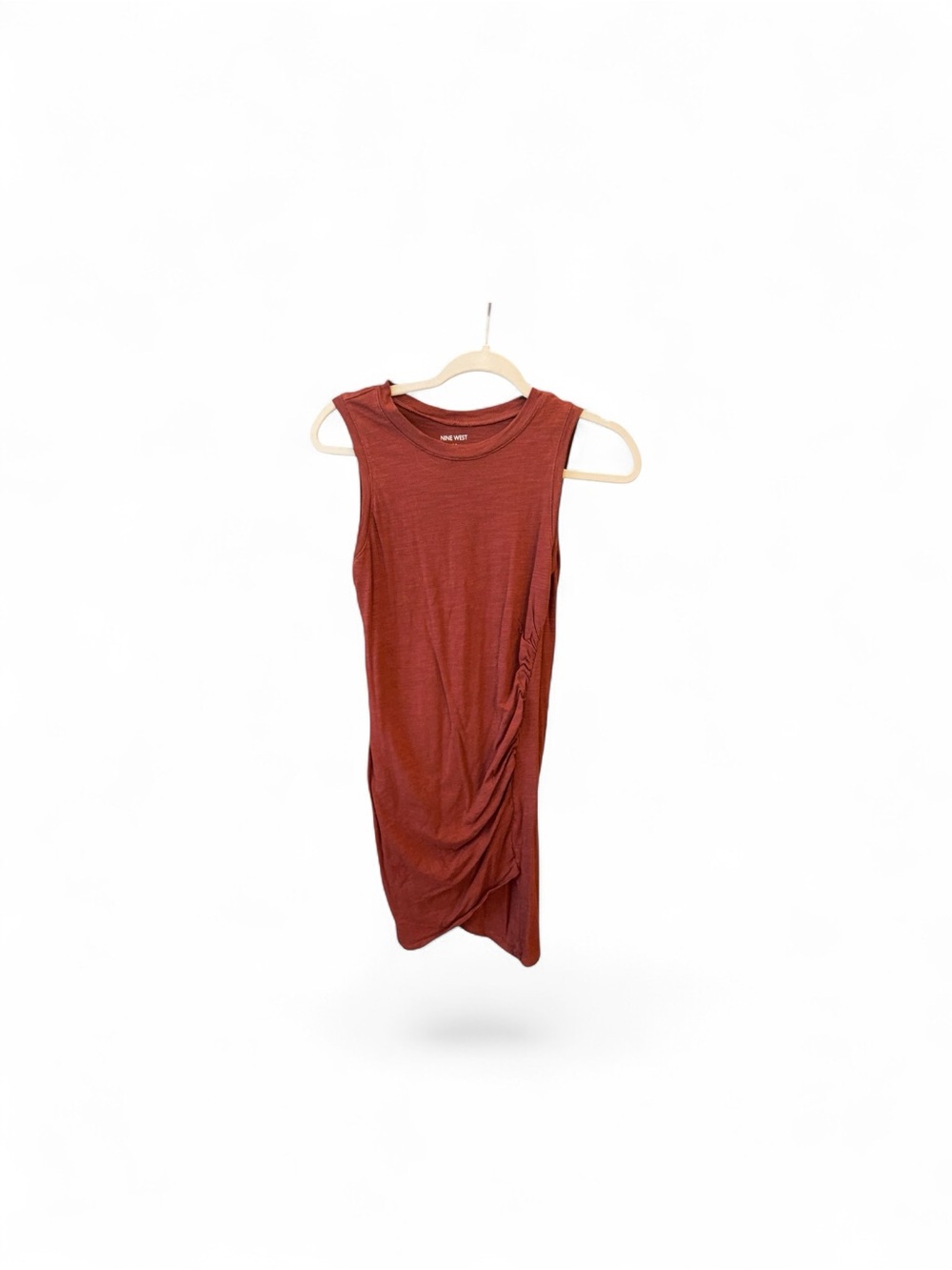 Nine West Rust Red Asymmetrical Sleeveless Dress